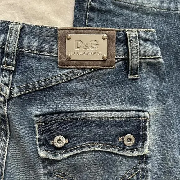 90s D&G designer medium wash jeans flap back pockets casual boot cut fit Size xs - Picture 4 of 8